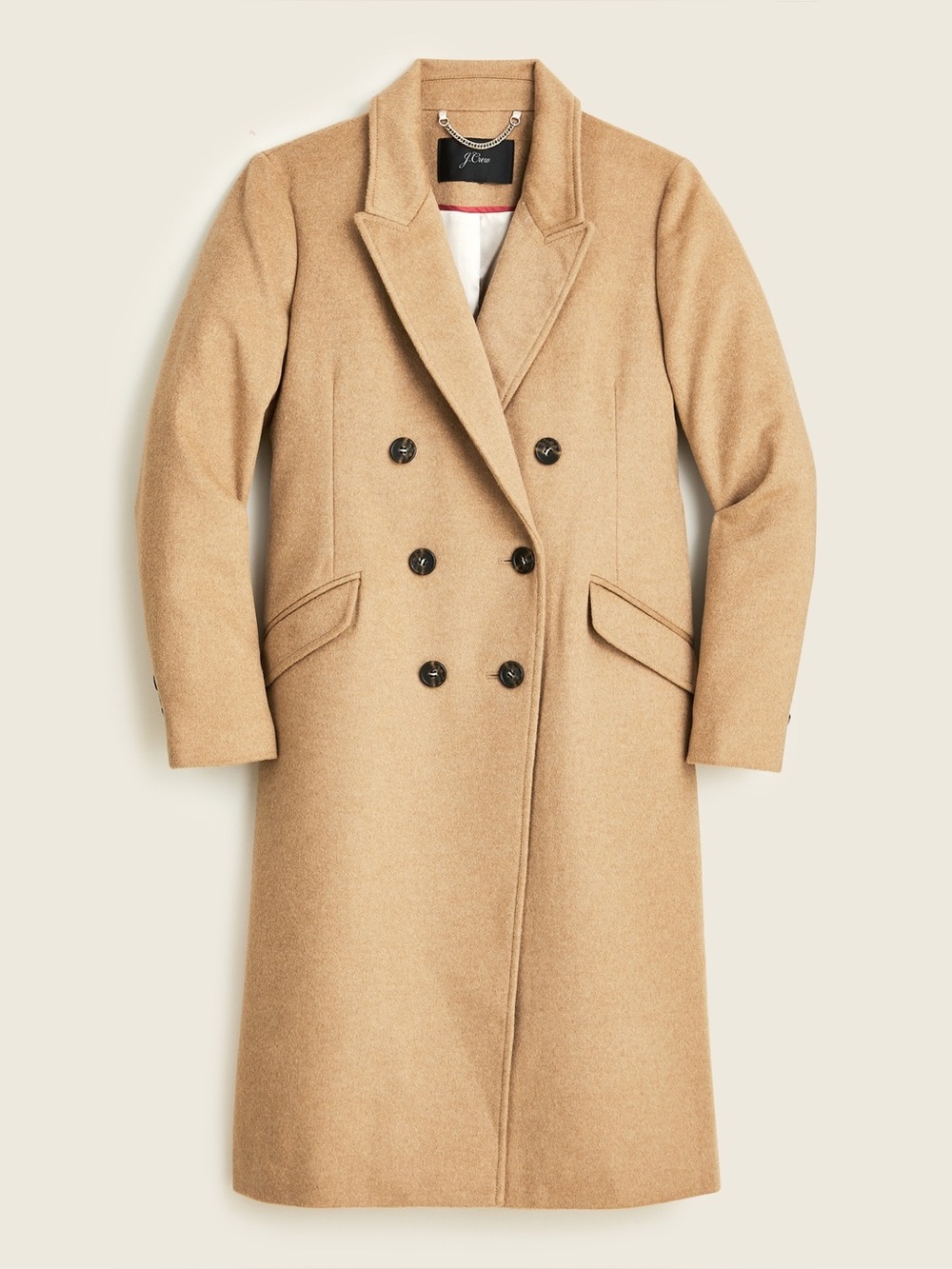J.Crew Double Breasted Topcoat in Italian Wool-Cashmere Tan Size 6